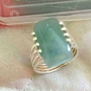 Silver aquamarine from India. Size 8